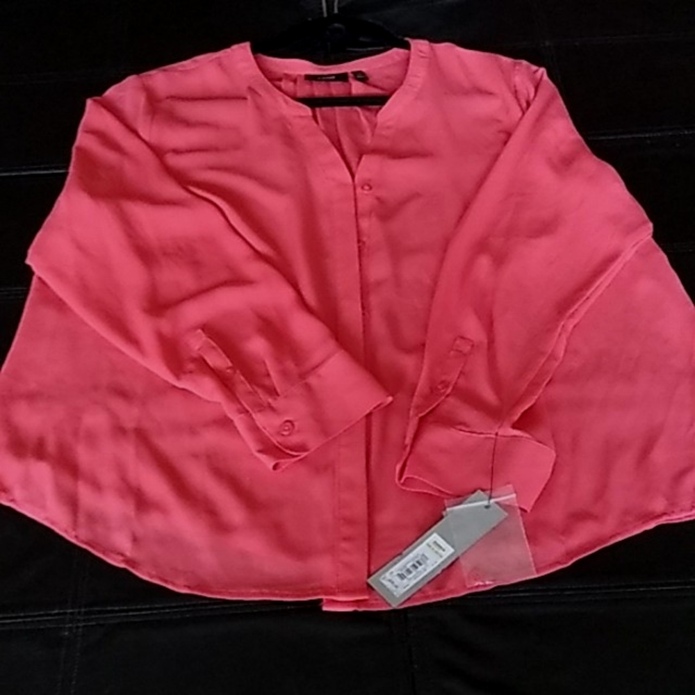 Apt 9 cayenne coral sheer button blouse XLP - Picture 5 of 16
